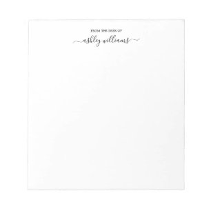 Chic Black Script From the Desk of Name Custom Notepad