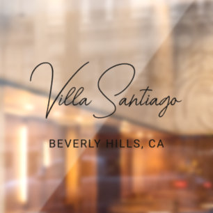 Chic Black Script Home Residence Name Window Cling