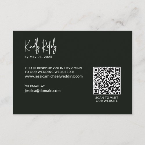 Chic Black Script Online RSVP Card