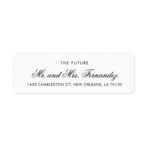 Chic Black Script Wedding Return Address Label