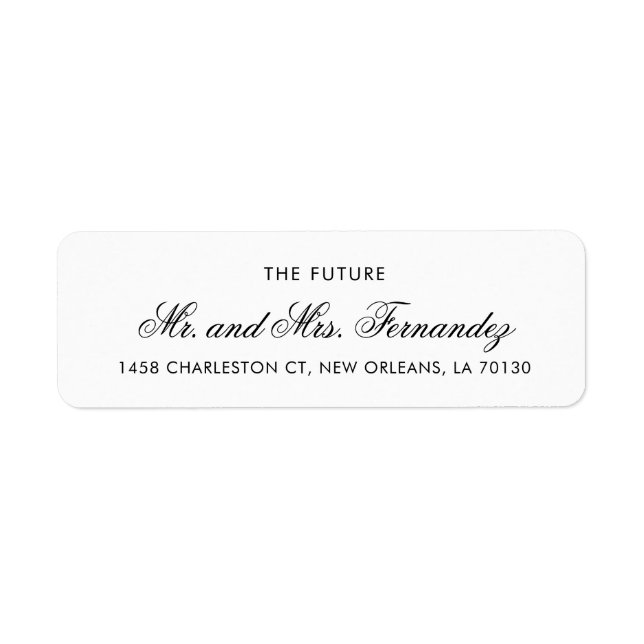 Chic Black Script Wedding Return Address Label (Front)