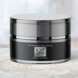 Chic Black & Silver Body Butter Jar Label 