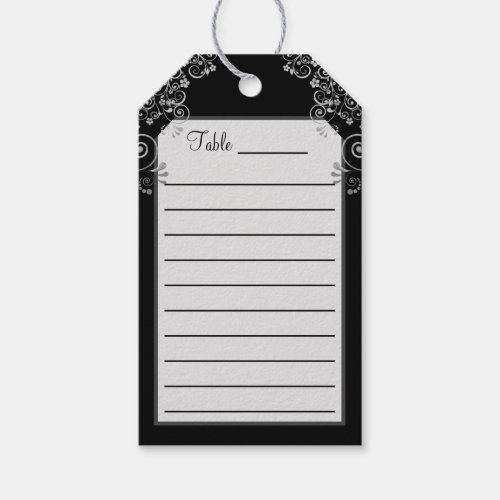 Chic Black Silver Wedding Table Seating Gift Tags