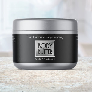 Chic Black, Silver, White Body Butter Jar label
