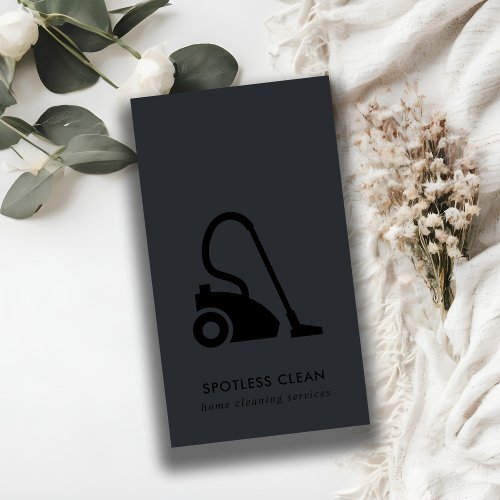 CHIC BLACK SIMPLE VACUUM CLEANER CLEANING SERVICE BUSINESS CARD