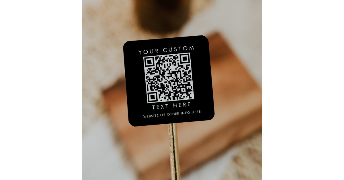 Chic Black Small Business Custom QR Code Square Sticker | Zazzle