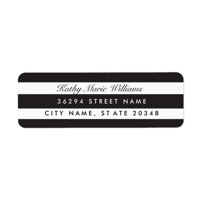 Chic Black Striped Address Labels (Front)