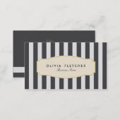 Chic Black Stripes Business Cards (Front/Back)