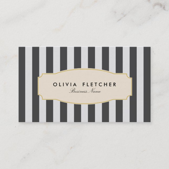 Chic Black Stripes Business Cards (Front)