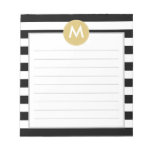 Chic Black Stripes Monogram Pad at Zazzle