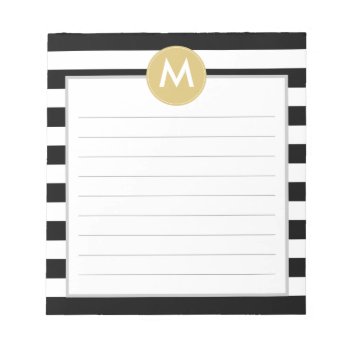 Chic Black Stripes Monogram Pad by TheCultureVulture at Zazzle