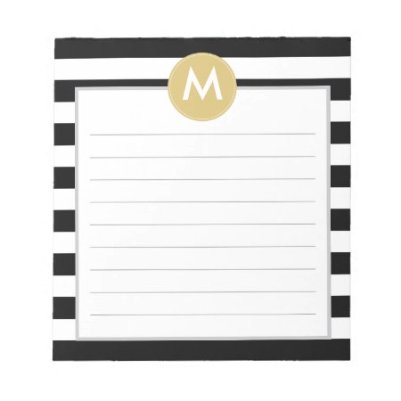 Chic Black Stripes Monogram Pad