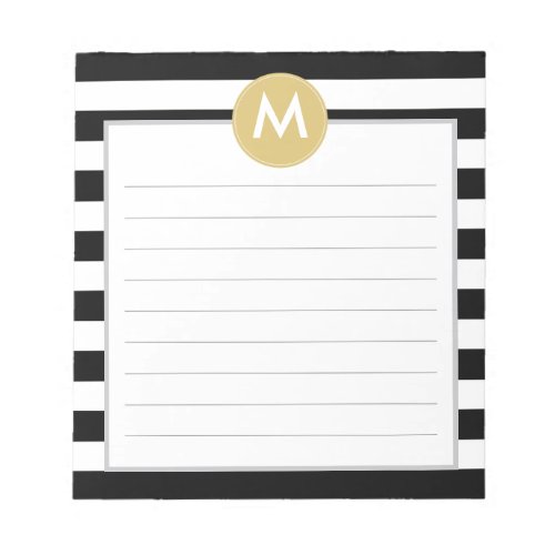 Chic Black Stripes Monogram Pad