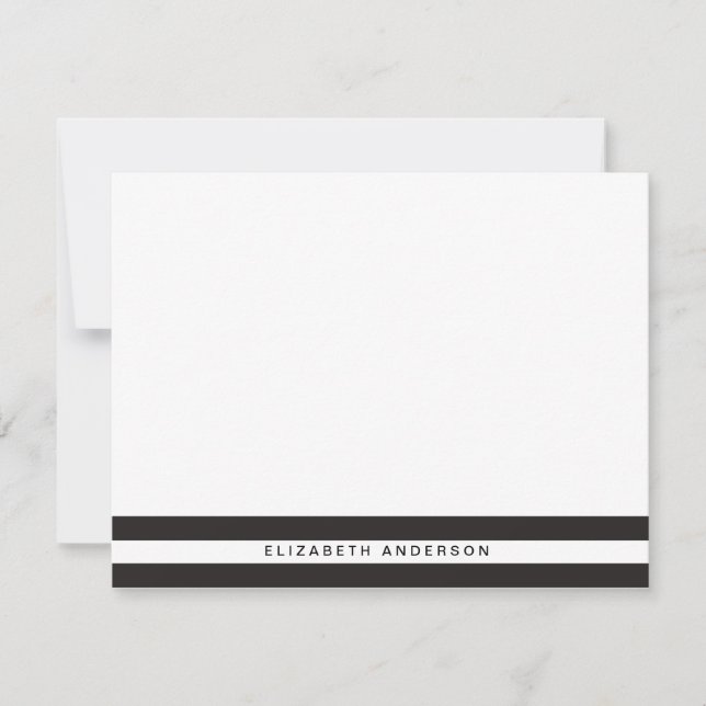 Chic Black Stripes  Personalized Stationery Cards (Front)