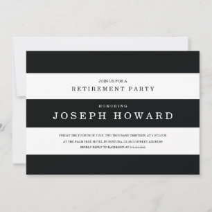 Chic Black Stripes Retirement Party Invite