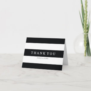Chic Black Stripes Thank You Card