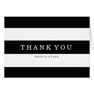 Chic Black Stripes Thank You Card
