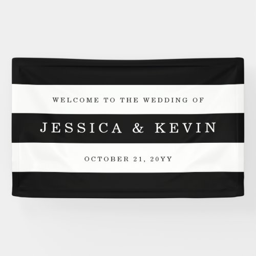Chic Black Stripes Wedding Banner
