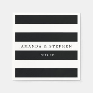 Chic Black Stripes Wedding Napkins