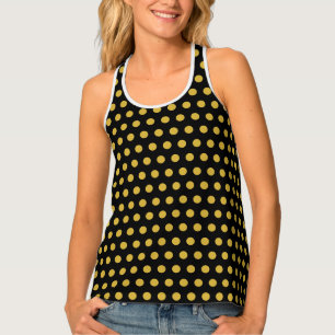 Chic Black Top Tank with Shiny Metallic Gold Dots