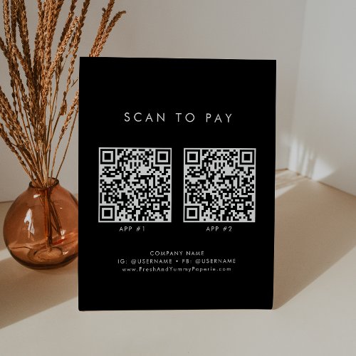 Chic Black Typography Business 2 Apps Scan To Pay Pedestal Sign