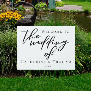 Chic Black Typography Formal Wedding Welcome Yard Sign
