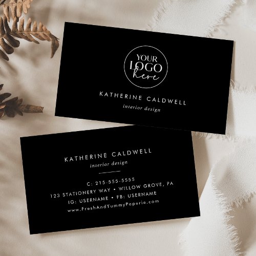 Chic Black Typography Logo Business Card