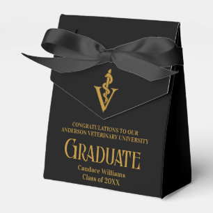 Chic Black Veterinary School Graduation Party Favor Boxes