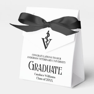 Chic Black Veterinary School Graduation Party Favor Boxes