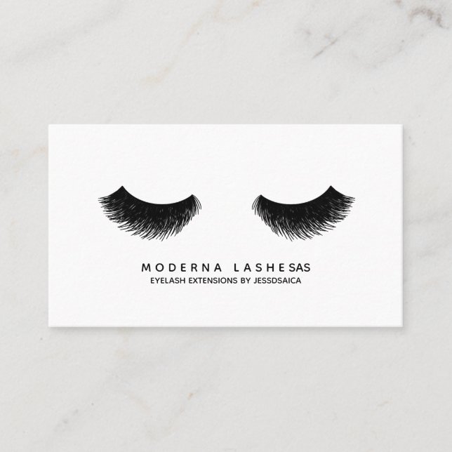 Chic Black Volume Eyelash Extension Business Card (Front)
