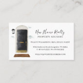 Chic Black Watercolor Front Door Real Estate Photo Business Card (Front)