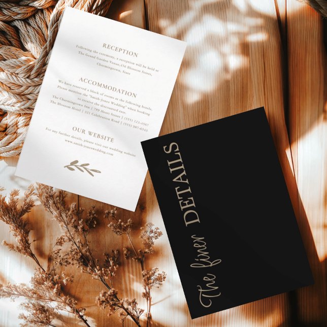 Chic Black Wedding Details Enclosure Card (Creator Uploaded)