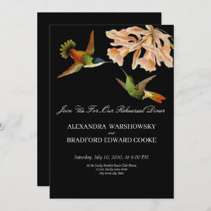 Chic Black Wedding Hummingbird Rehearsal Dinner