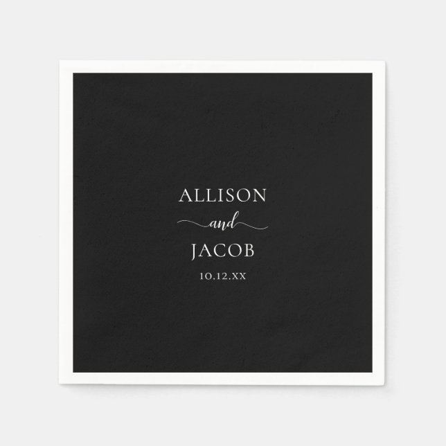 Chic Black Wedding Napkins (Front)
