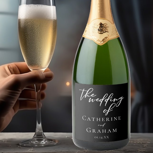 Chic Black Wedding Personalized Typography Liquor Bottle Label (Creator Uploaded)