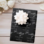 Chic Black Wedding Personalized Wrapping Paper Sheets<br><div class="desc">Simply chic and stylish,  our minimalist winter wedding collection features elegant cursive typography for your modern event. Impress your bridal party and guests with this bold evening wedding wrapping paper with personalized white script on a black background.</div>
