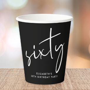 Chic Black White 60th Birthday Party Paper Cups