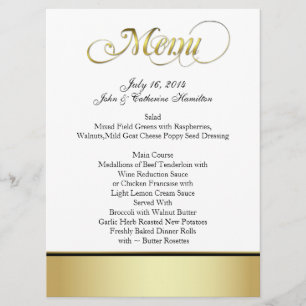 Chic Black, White, and Gold Custom Wedding Menu
