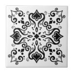 Chic Black White Azulejo Style Pattern A01b Ceramic Tile<br><div class="desc">Stylish Elegant Chic Azulejo Portuguese Mediterranean Traditional style Modern pattern ceramic tile black on a white background. Perfect for interior design or backsplash. For other color variations contact the designer. You can check how the pattern looks like when the tiles are put together on this link: https://www.zazzle.com/azulejo_white_black_pattern_a01c_scrapbook_paper-256894263436210694</div>