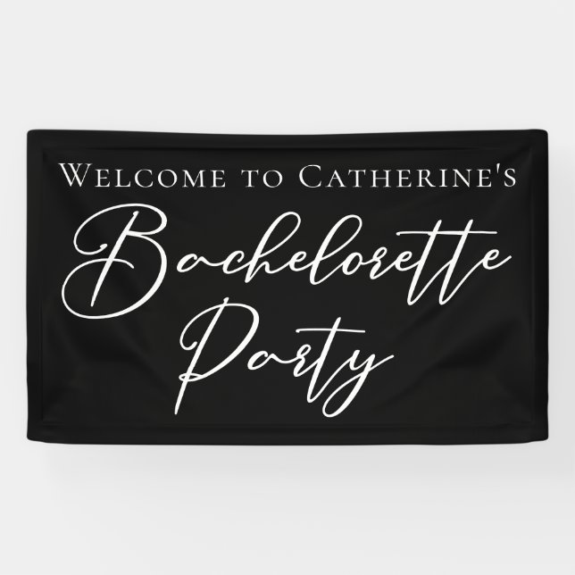Chic Black White Bachelorette Party Custom Banner (Horizontal)