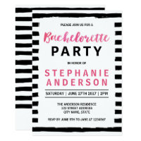 Chic Black & White Bachelorette Party Invitation