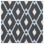 Chic Black white blue ikat tribal diamond pattern Fabric