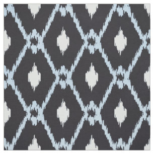 Chic Black white blue ikat tribal diamond pattern Fabric