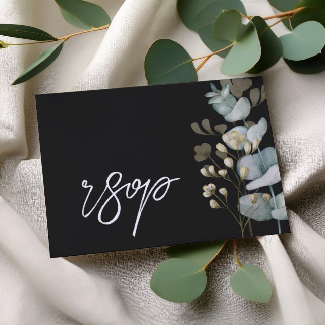 Chic Black & White Botancial Wedding RSVP Card (Creator Uploaded)