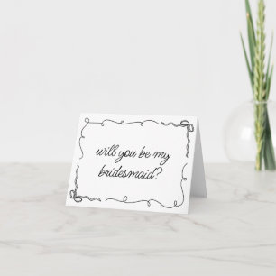Chic Black & White Bow Drawn Bridesmaid Proposal Card