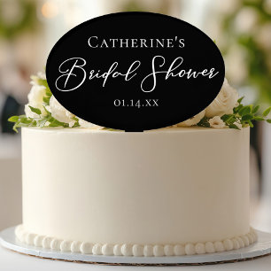 Chic Black White Bridal Shower Personalized Cake Topper