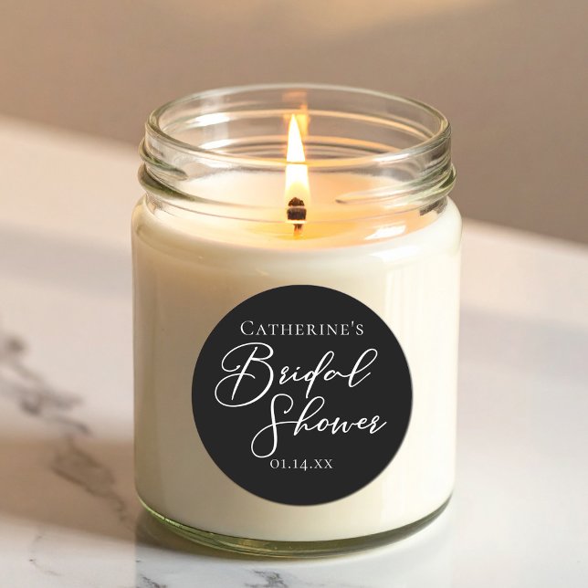 Chic Black White Bridal Shower Personalized Classic Round Sticker (Creator Uploaded)