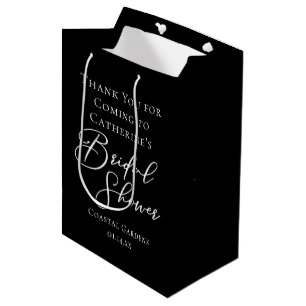 Chic Black White Bridal Shower Personalized Medium Gift Bag