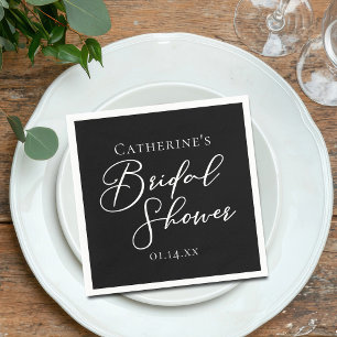 Chic Black White Bridal Shower Personalized Napkins