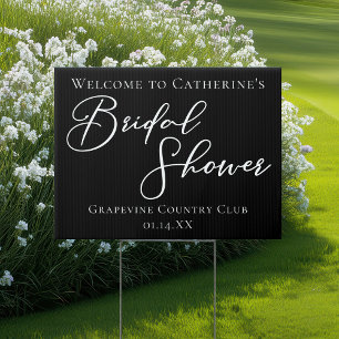 Chic Black White Bridal Shower Welcome Yard Sign